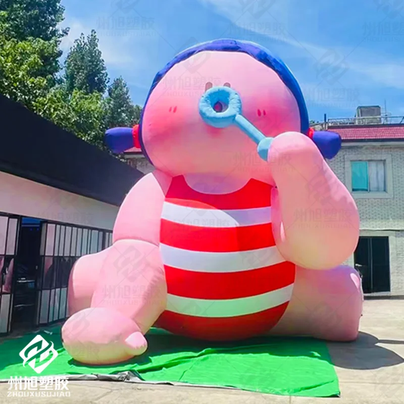 

Inflatable girl, with a blower, an outdoor beach-themed decoration item
