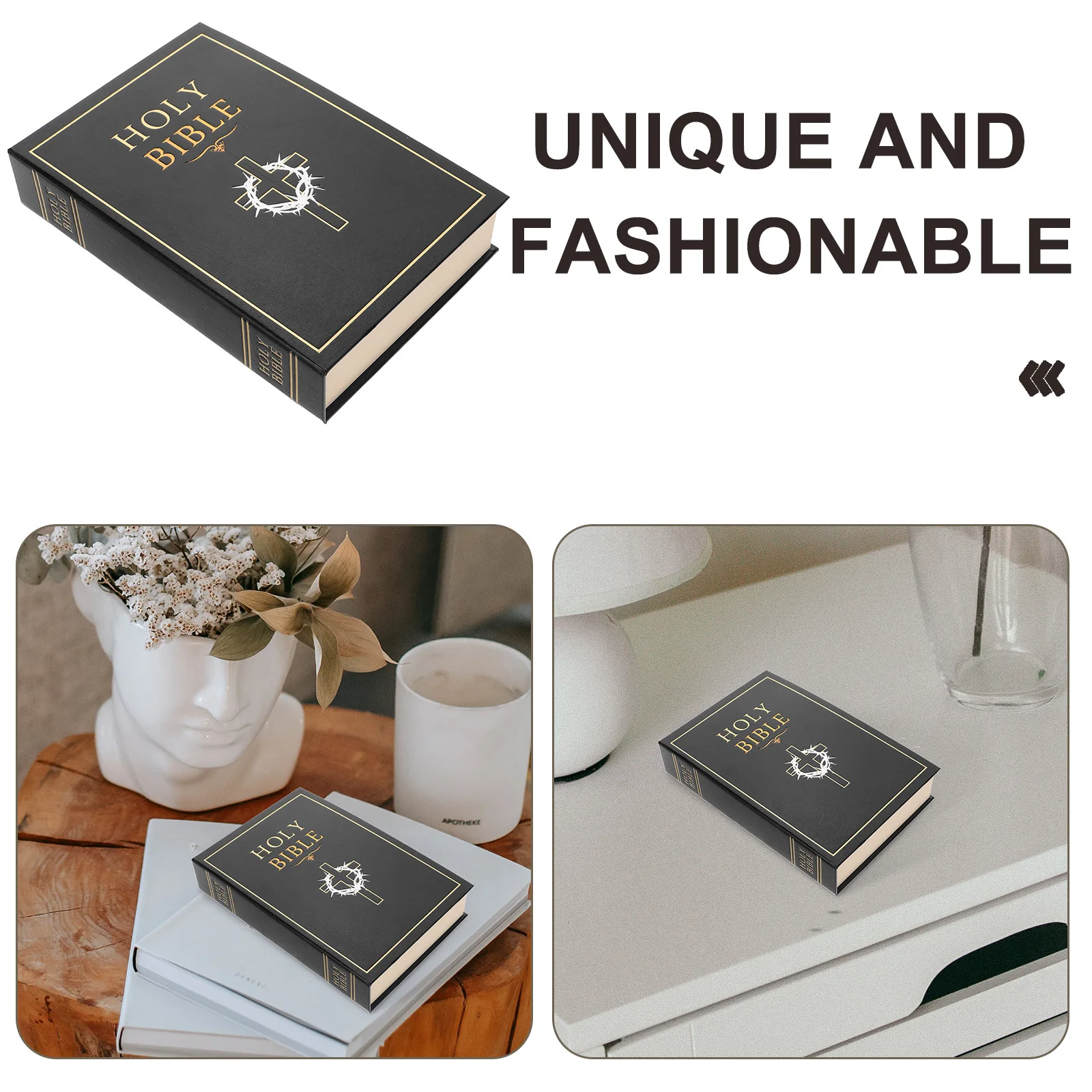 كتاب مزيف 8.6X5.8 بوصة جوفاء الكرتون حصالة على شكل حيوان الكتاب المقدس سر تحويل اقفال الصناديق لتخزين المجوهرات النقدية حاوية مخفية #5