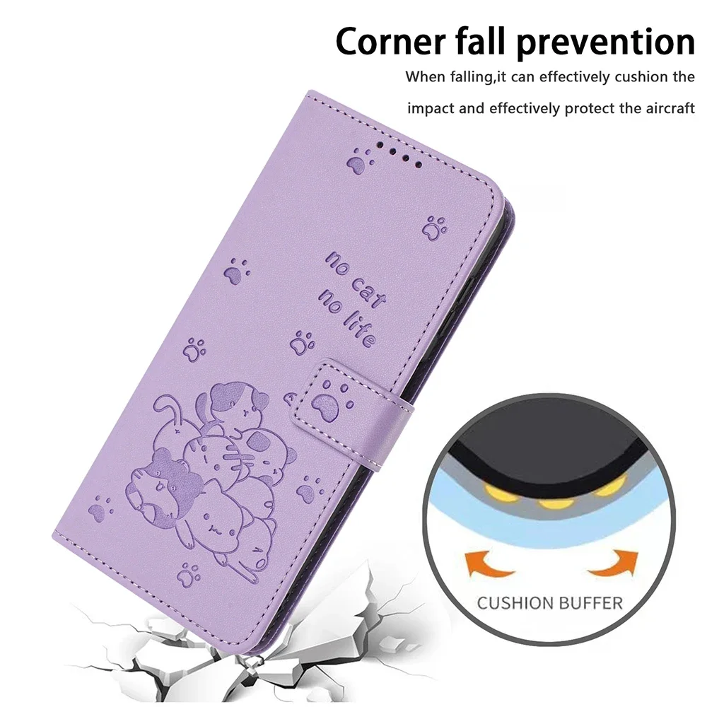 Curte Cat Leather Wallet Cover Case For itel A80 A70 A60 A50 A50C RS4 S23 P55 Plus P55T P65 P661N P665L P671L Stand Card Holder