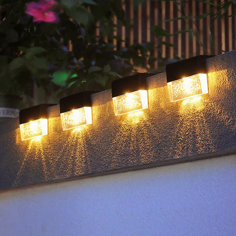 Outdoor impermeável Solar Light, Stair Lamp, Garden Step, cerca, caminho, quintal, pátio, decoração do gramado, iluminação LED quente, 16pcs