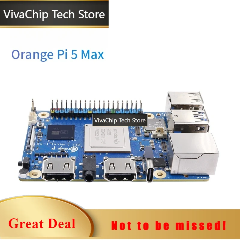 VivaChip TechOrange Pi 5 Max 16GB RAM LPDDR5 Rockchip RK3588 Development Board M.2 PCIE 2.5G LAN WiFi+BT OrangePi 5 MAX Single B