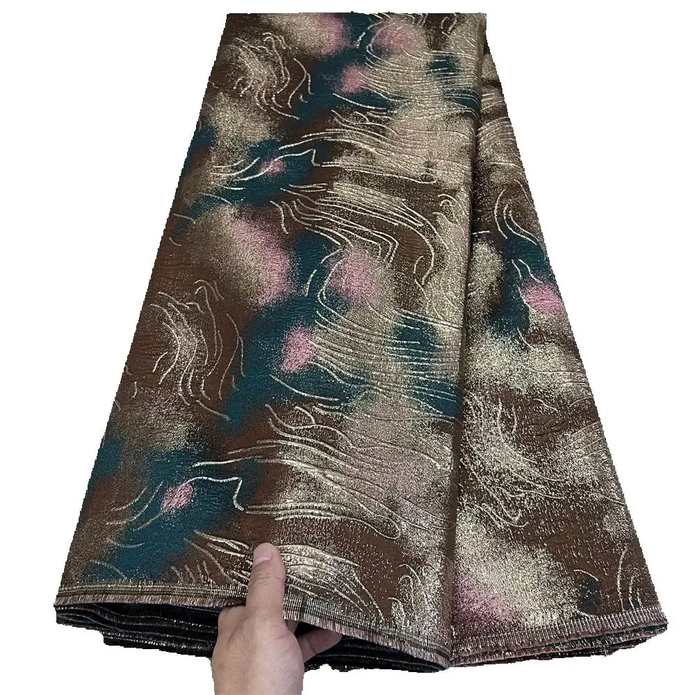 

African Jacquard Brocade Lace Fabric,Embroidery,Evening Dresses,Black,Tulle,Fabrics By The Meter,High Quality,Designer,5 Yards
