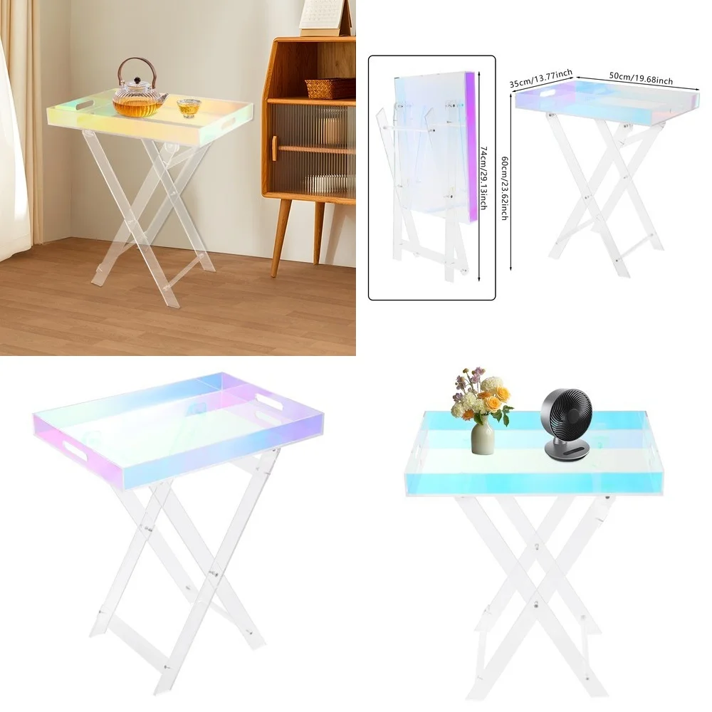 

Café TablesColorful Acrylic Folding Side Table Modern Portable Design for Living Room Bedroom or Office Space Lightweight and