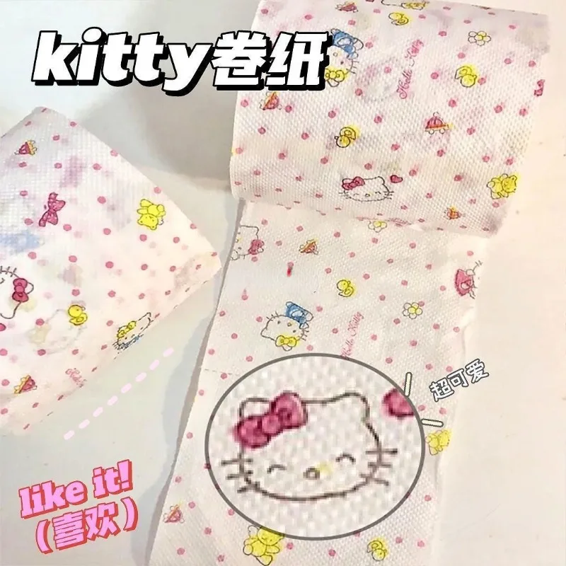 Sanrio cute HelloKitty new sweet girly heart home bathroom dormitory cartoon color printed pattern roll paper daily necessities