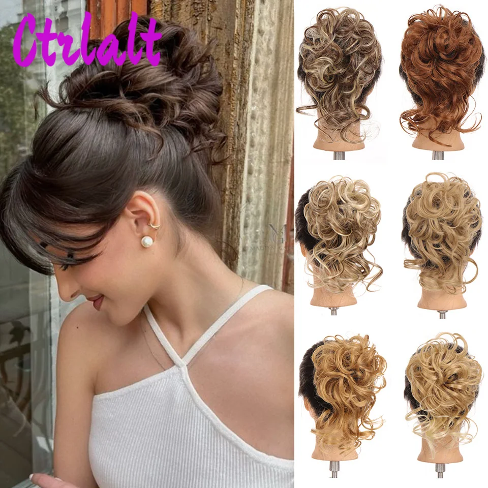 

Synthetic Hair Bun Extensions Messy Curly Elastic Hair Scrunchies Hairpieces Synthetic Chignon Donut Updo Hair Pieces for Women