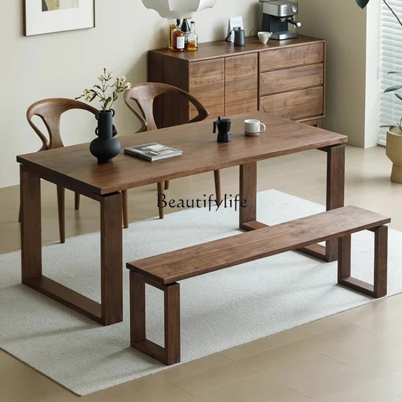

05-North American black walnut dining table tea table log Nordic dining table rectangle