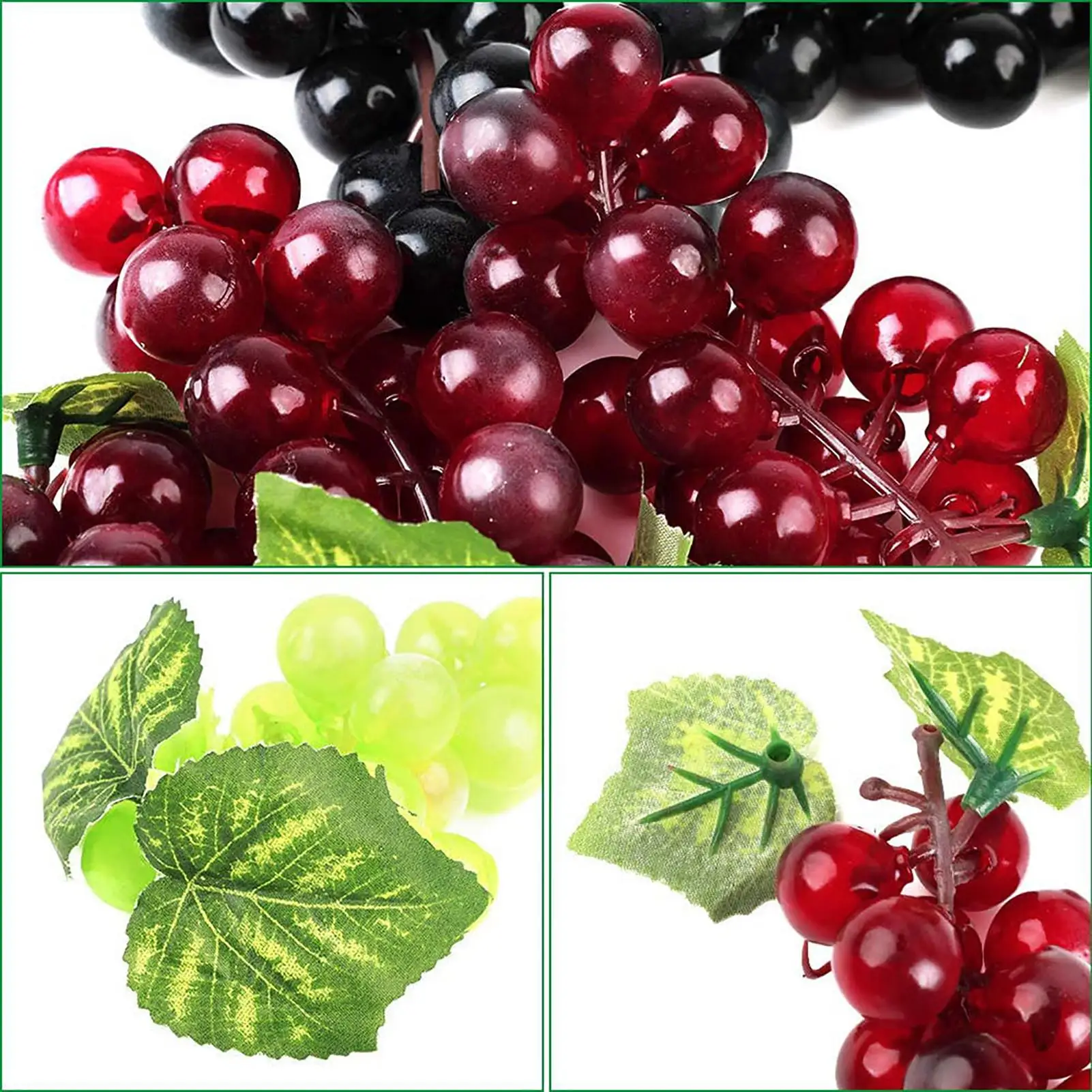 Fake Grapes Bunches Reusable Black Purple Green Grapes Natural Multiple Colors Artificial Grapes Cluster Garden Decor