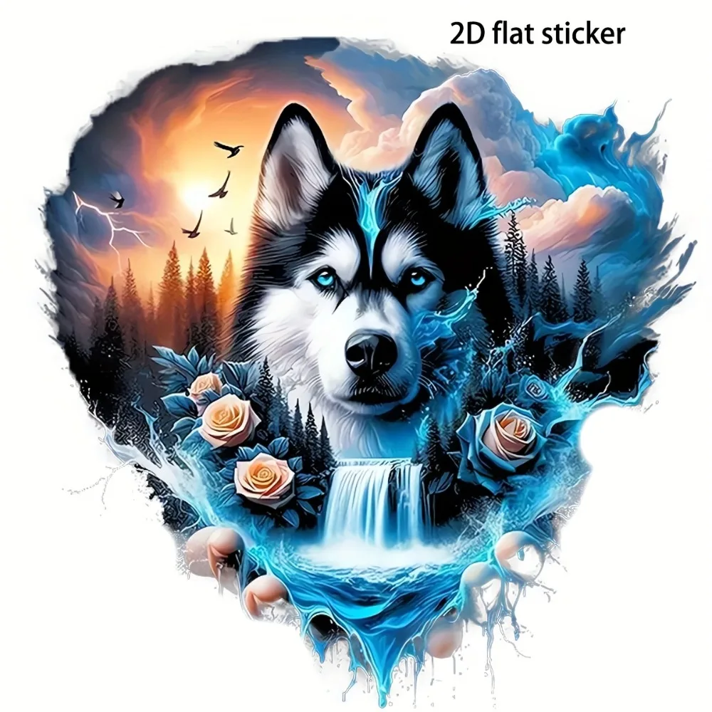 

Sticker 6inch Dog and Waterfall Vinyl Self adhesive Fantasy Animal Theme Suitable Laptops Bottles Trucks Mobile Phones
