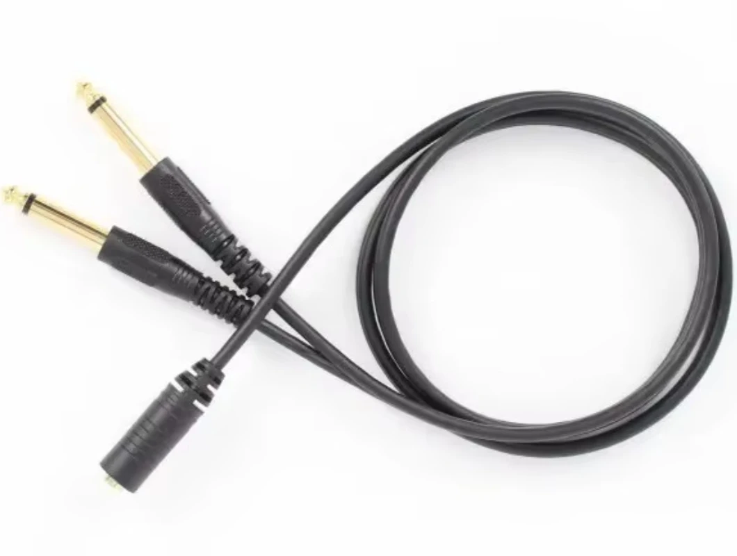 3,5 mm (mini) 1/8 "TRS estéreo fêmea para 2 duplos 1/4 polegadas 6,35 mm mono TS macho cabo divisor Y 5 pés/1,5 m