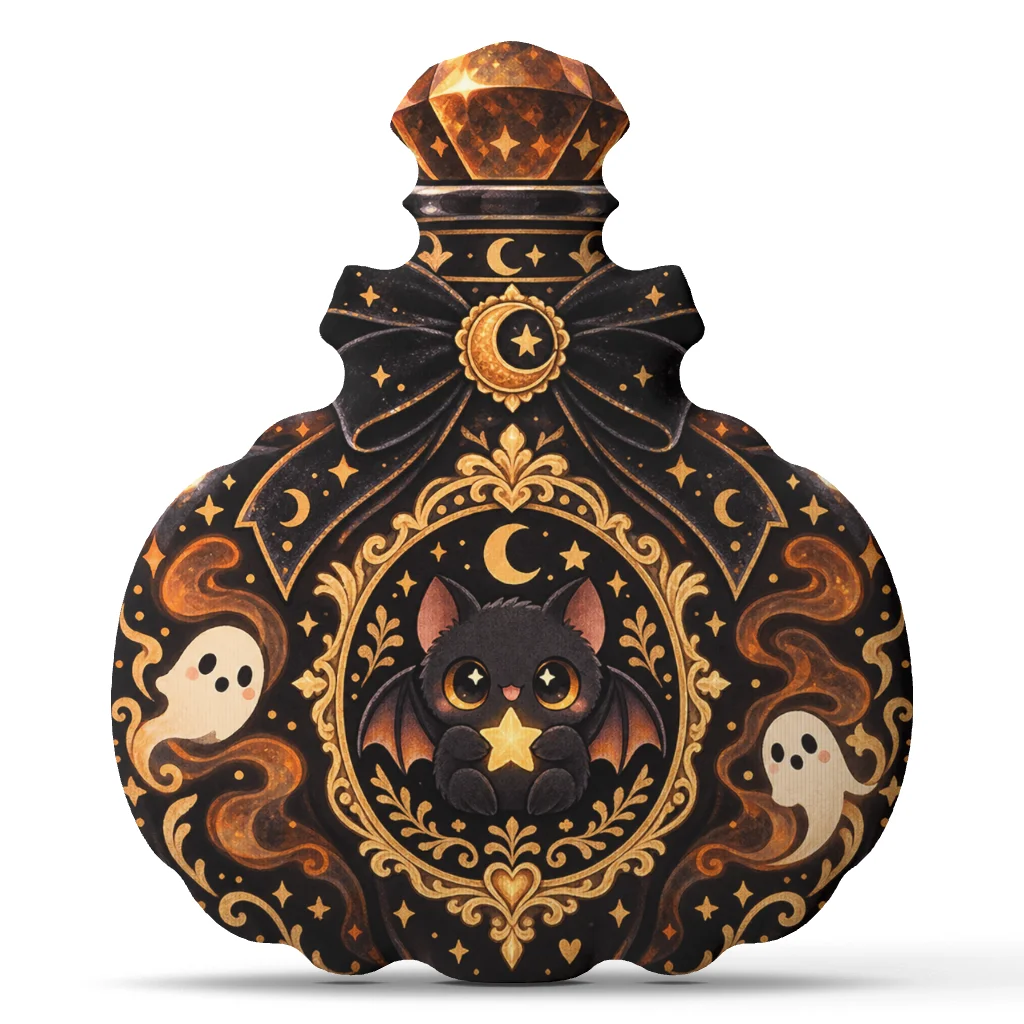 Cute Halloween Bat Potion Bottle Plush Pillow Witchy Gothic Ghost Cushion Shaped Stuffed Throw Pillow Sofa Home Decor Gift