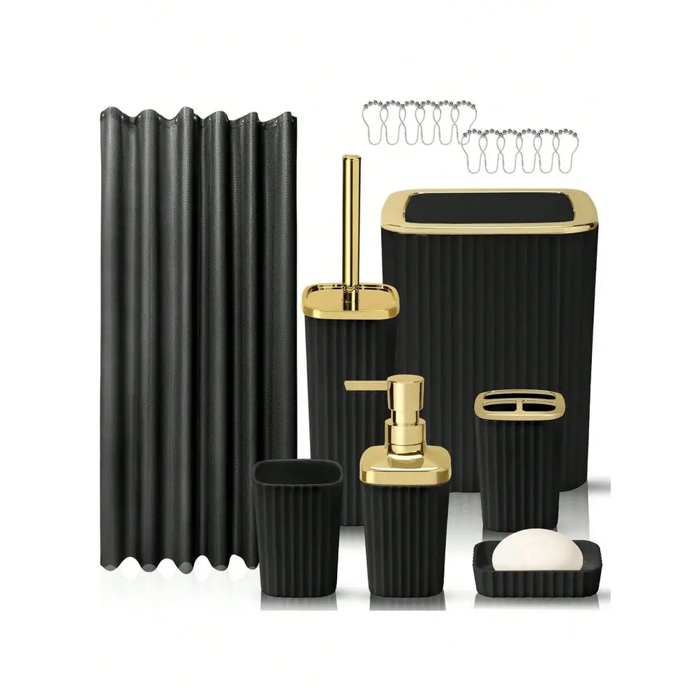 

Набор для ванной комнаты, комплект аксессуаров для ванной из 8 предметов, высококачественные и эстетичные аксессуары для ванной, включая ватные палочки.