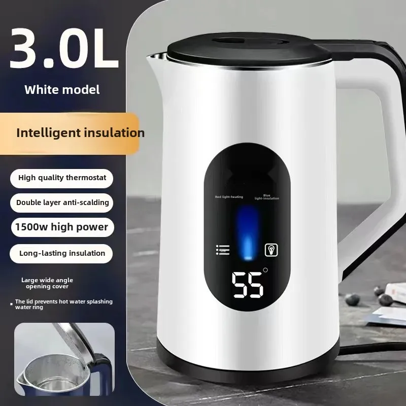 Stainless Steel Automatic Electric Kettle Home Use Water Heating Insulated Thermal Shockproof Safe Water Boiler Cooking Pot