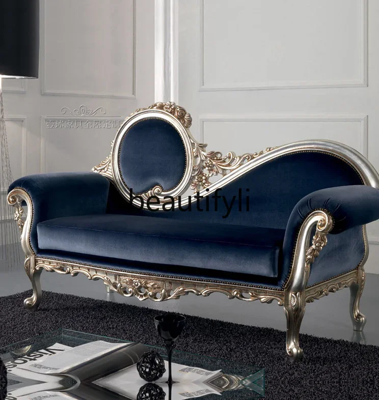 

American solid wood carving flower concubine chair lazy sofa French luxury concubine chair recliner9344