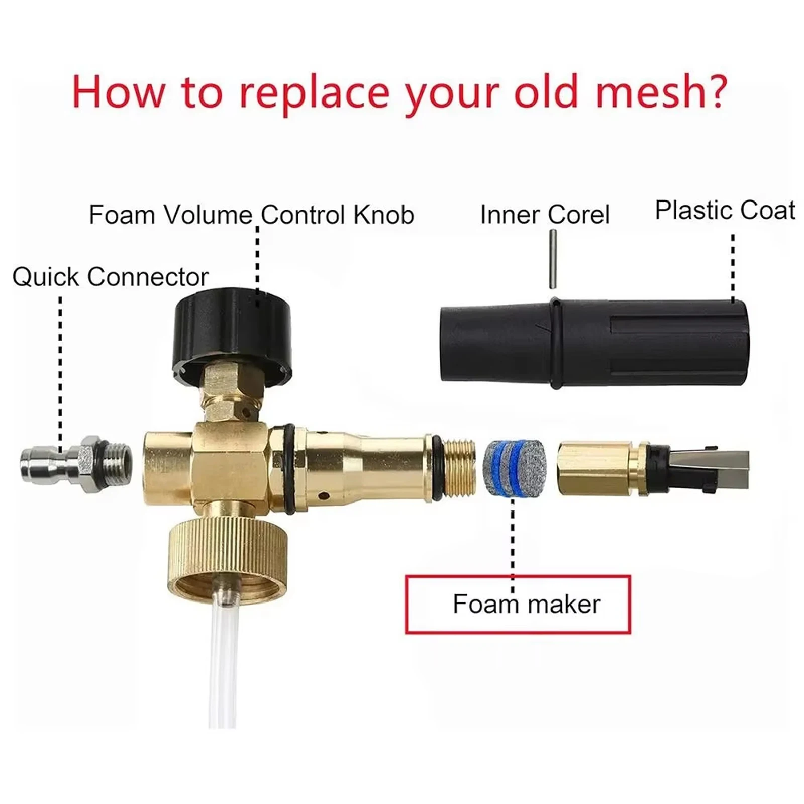 آلة رغوة مدفع الرغوة مرشح شبكي متعدد الطبقات جهاز تنظيف يعمل بالضغط العالي أجزاء رغوة الثلج لغسالة الضغط العالي