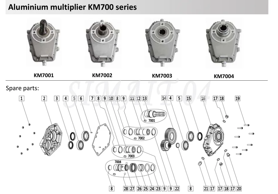 540rpm acceleration gearbox 70004, 1:3.8 gear ratio, suitable for tractor PTO