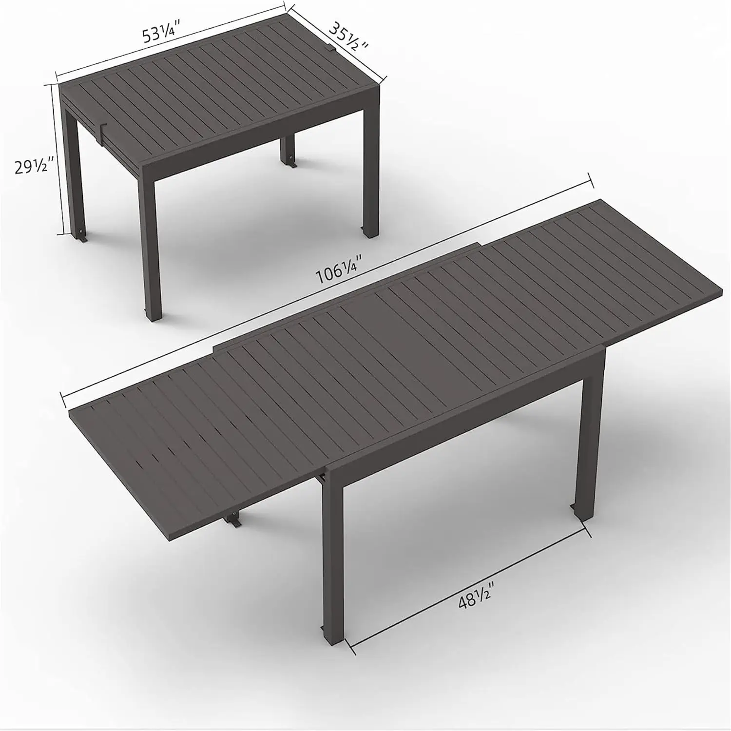 Outdoor Table Large Extendable Patio Dining Table Aluminum Metal Indoor Outdoor 53