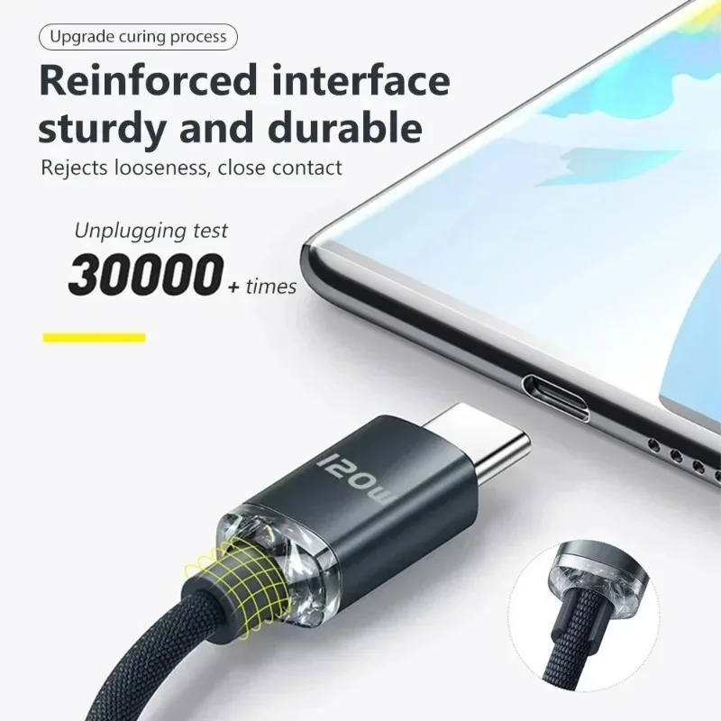 New 120W USB-C Fast Charging USB C Data Cable, Suitable for Xiaomi, OPPO, Samsung