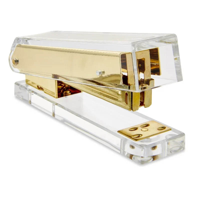 Acrylic Stapler, Gold Color, 20 Sheet Capacity, Multi-Function Hand Stapler