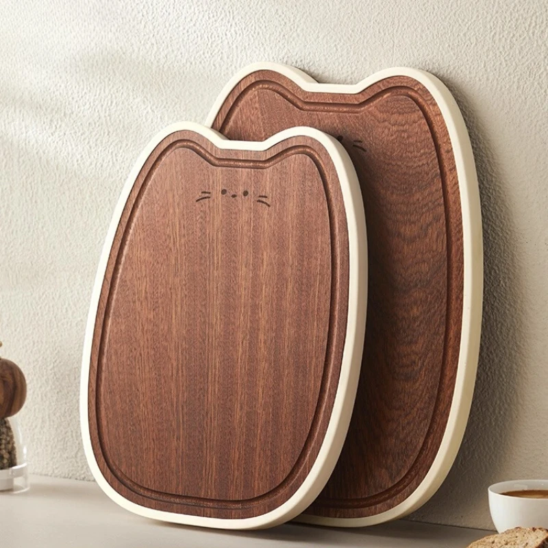 

Ebony Wood Cutting Board Antibacterial Chopping Block for Fruits and Vegetables Cat styling chopping board for Baby Food Prep