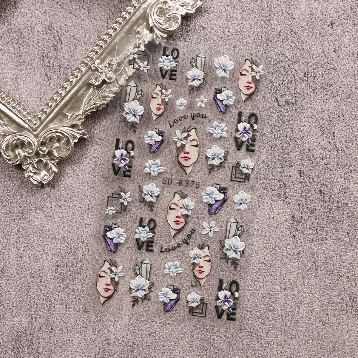 2pcs winter retro flower embossed nail art stickers, easy to apply for nail decoration, DIY, gift, party makeup look, artistic