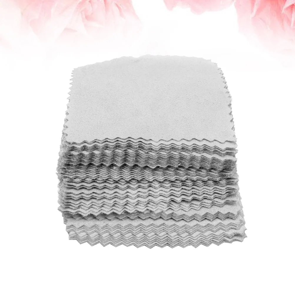 

50pcs Cleaning For Jewelry Silver Watch Glass Lens Camera Jewelry Wiping Cloth Phone Computer Polishing Wipe Suede Nap Grey