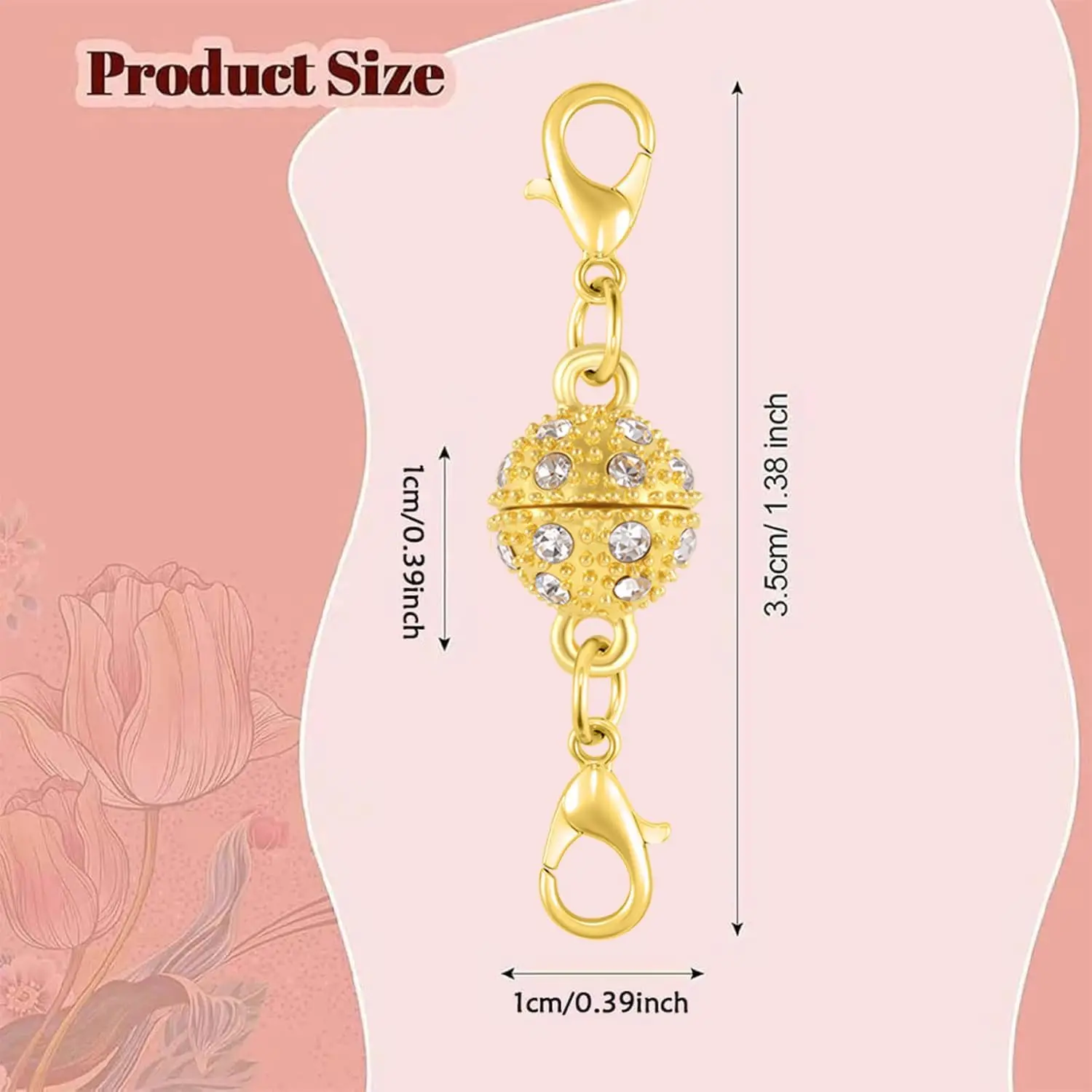 Magnetic Jewelry Clasps, Crystal Ball Connectors with Lobster Clasps, Magnetic Necklace Clasps and Closures Easy-to-Use for Jewelry Closures
