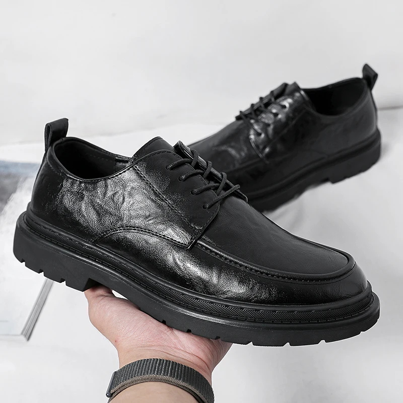 

Мужские классические кожаные туфли, повседневные джентльменские удобные стильные вечерние или деловые костюмы для взрослых, свадебные туфли для жениха, черные туфли на шнуровке