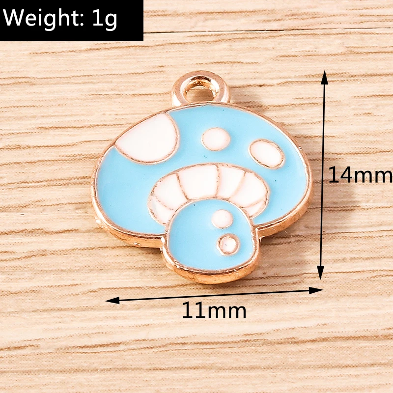 10 Stück niedliche, gemischte Emaille-Anhänger in Form von Orangen und Pilzen zum Basteln von Ohrringen, Halsketten, Armbändern und anderen DIY-Schmuckstücken. – Detail 5