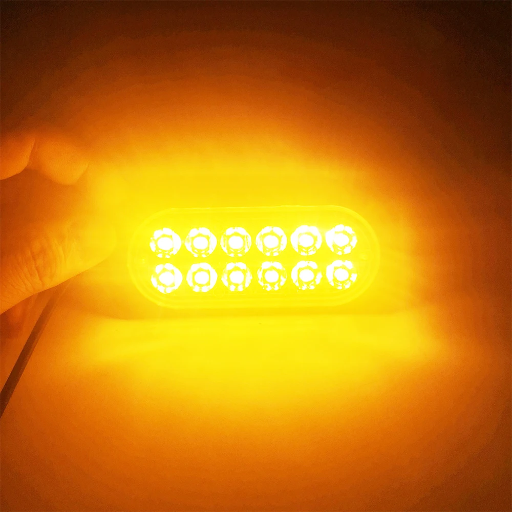 

12LED 12V 24V Strobe Light Auto Truck Trailer Flashing Emergency Warning Beacon Lamp Grille Car Side Flash Amber Traffic Light