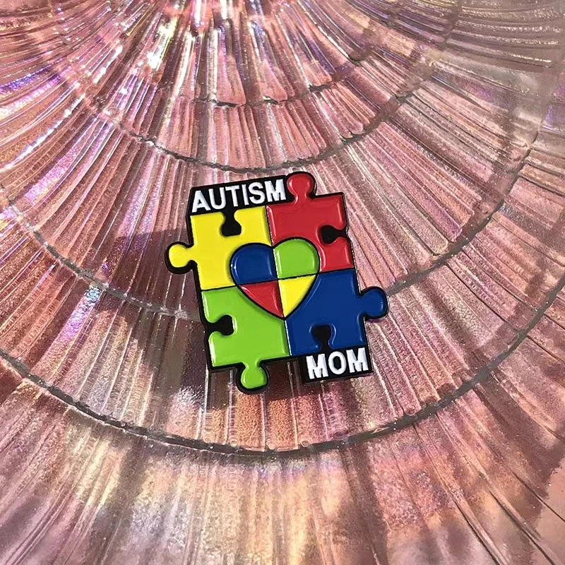 Rainbow Picture Puzzle Enamel Pins Autism Mom Careful Autism Patients Lapel Badges Metal Brooches Clothes Backpack Jewelry Gifts