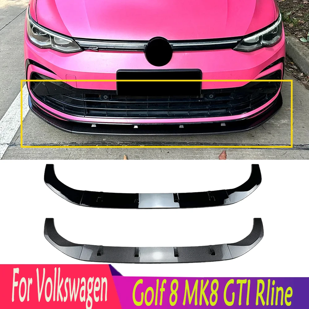 

For Volkswagen Golf 8 MK8 GTI Rline ABS Glossy Black Or Carbon Fiber Front Lip Spoiler Splitters Diffuser Bumper Body Kit