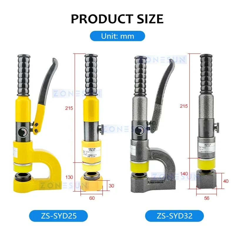 ZONESUN Portable Hydraulic Punching Machine Punch Round Hole For Steel Metal 32 Round Hole Digger Opener ZS-SYD