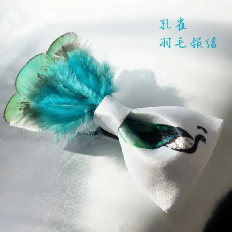 Peacock Feather Bow Tie Best Man Fashion Wedding Green Party