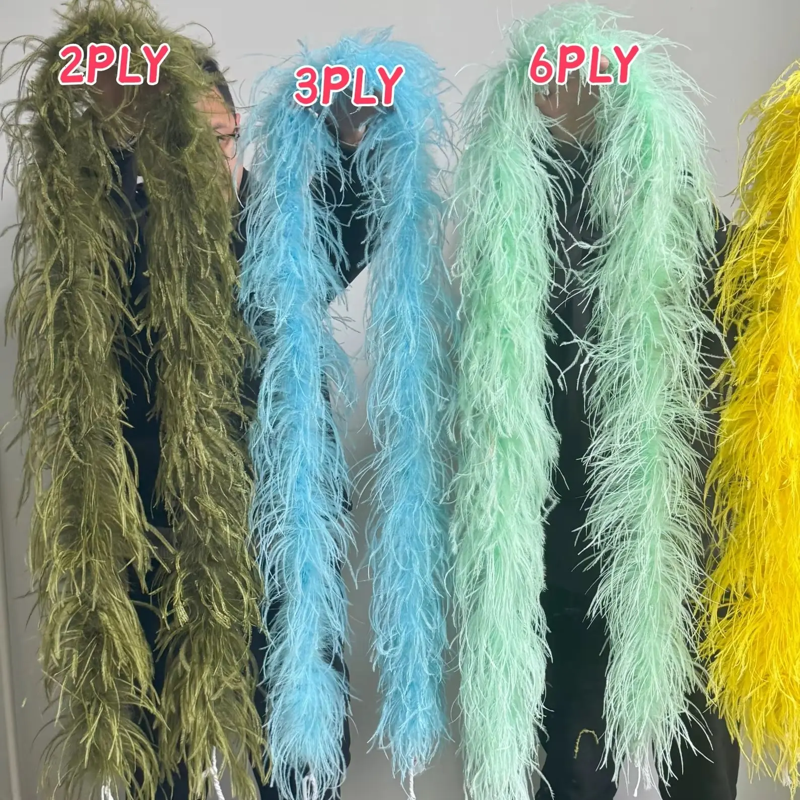 2Meter Fluffy Ostrich Feather Boa Trim 2 3 6 8 10 Ply Wedding Party Shawl Carnival Costume Dress Plumes Celebration Decor Scarf
