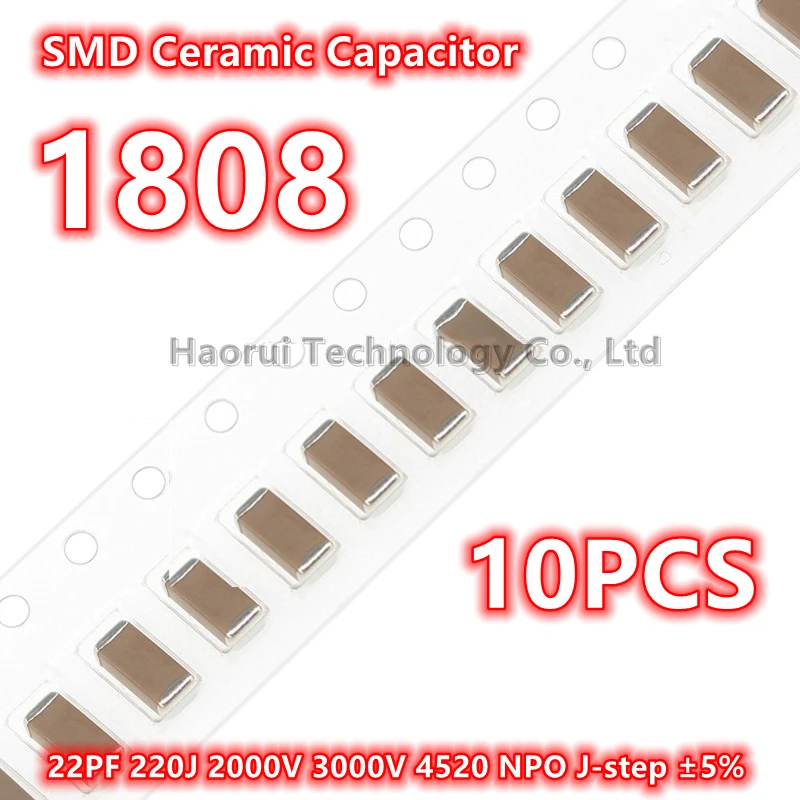 (10pcs) Original 1808 22PF 220J 2000V 3000V 4520 NPO J-step ±5% SMD Ceramic Capacitor IC