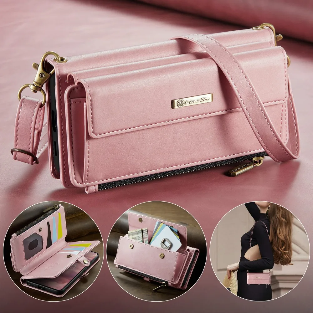 9-Card Crossbody Wallet Leather Case for Samsung Galaxy S26 Ultra 2026 Flip Cover Phone Samsung S 26 Plus Pro RFID Book Cover