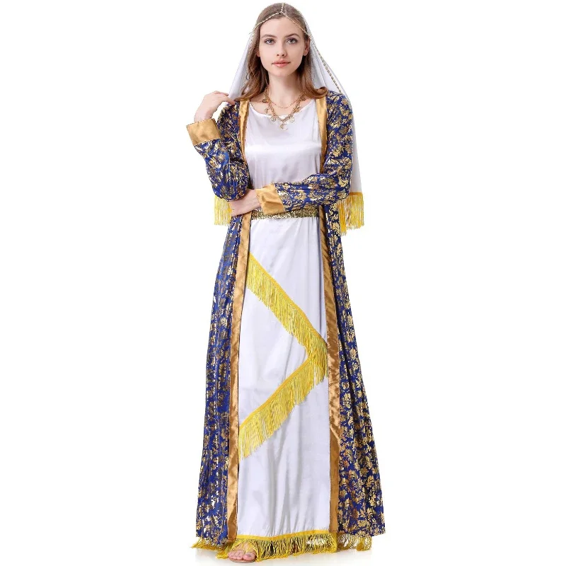 

Halloween Costume Greek Goddess Cosplay Medieval Dubai Saudi Court Queen Gown Halloween New Year Party Performance Fancy Dress