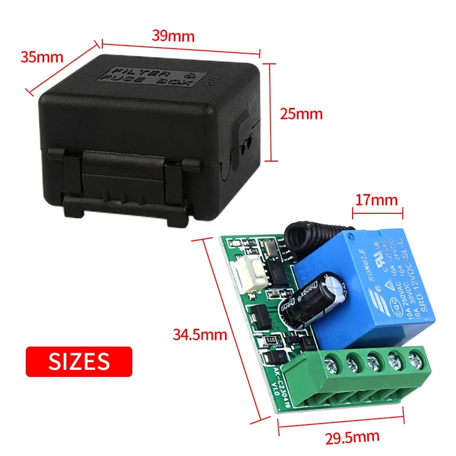 Wireless RF 433Mhz Remote Control Switch DIY Module DC 12V 1CH 10A Receiver Transmitter for Home LED Door Electromagnetic Lock