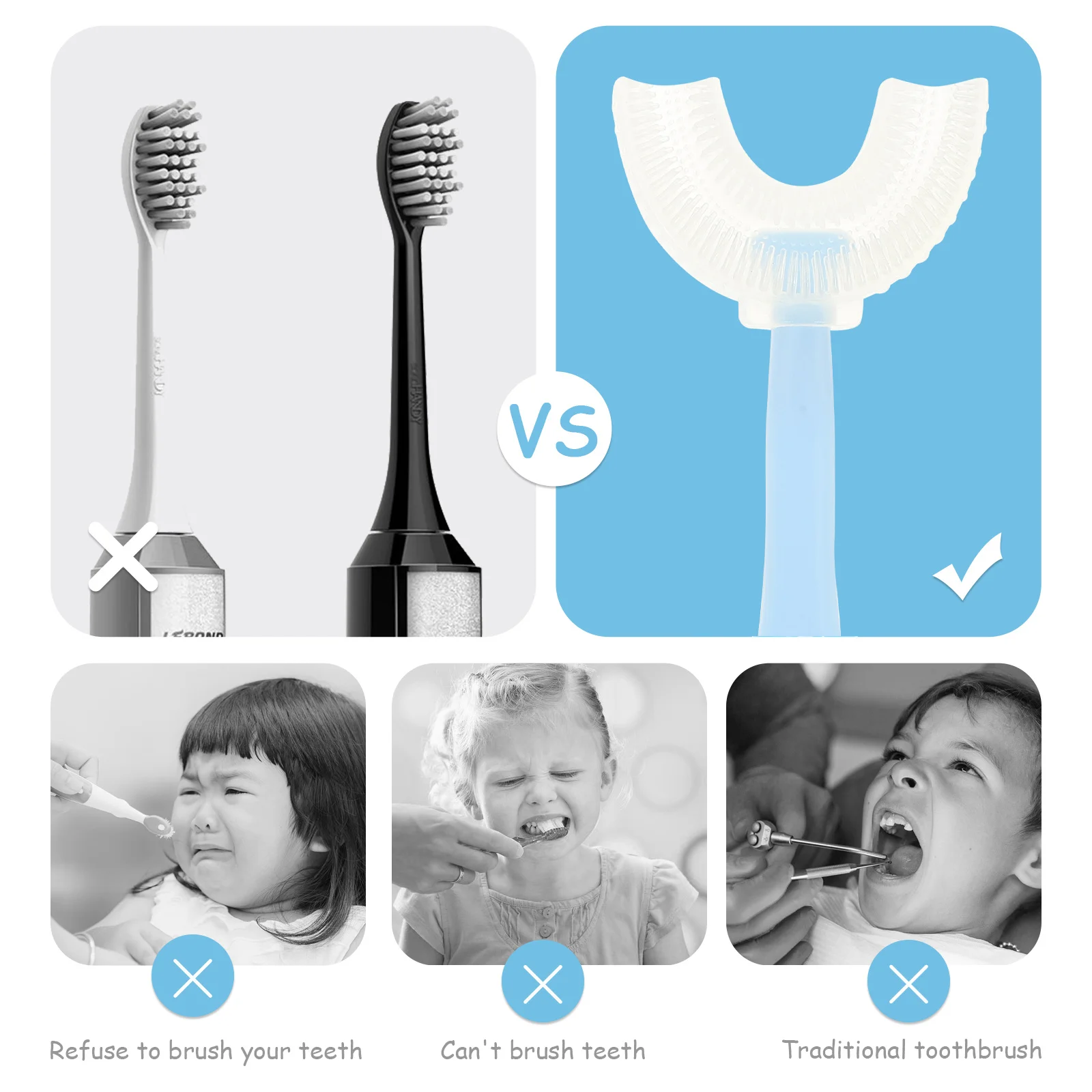 4 قطعة فرشاة أسنان على شكل حرف U حجم السفر طفل فرشاة الأسنان المحمولة مريحة فرشاة الأسنان اليدوية فرشاة أسنان الاطفال #1