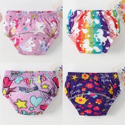 4PCS Baby Training Pants Toddler Girl Cartoon Polyester Cotton Underwear Cloth Panties Reusable Waterproof Potty Learning Diaper