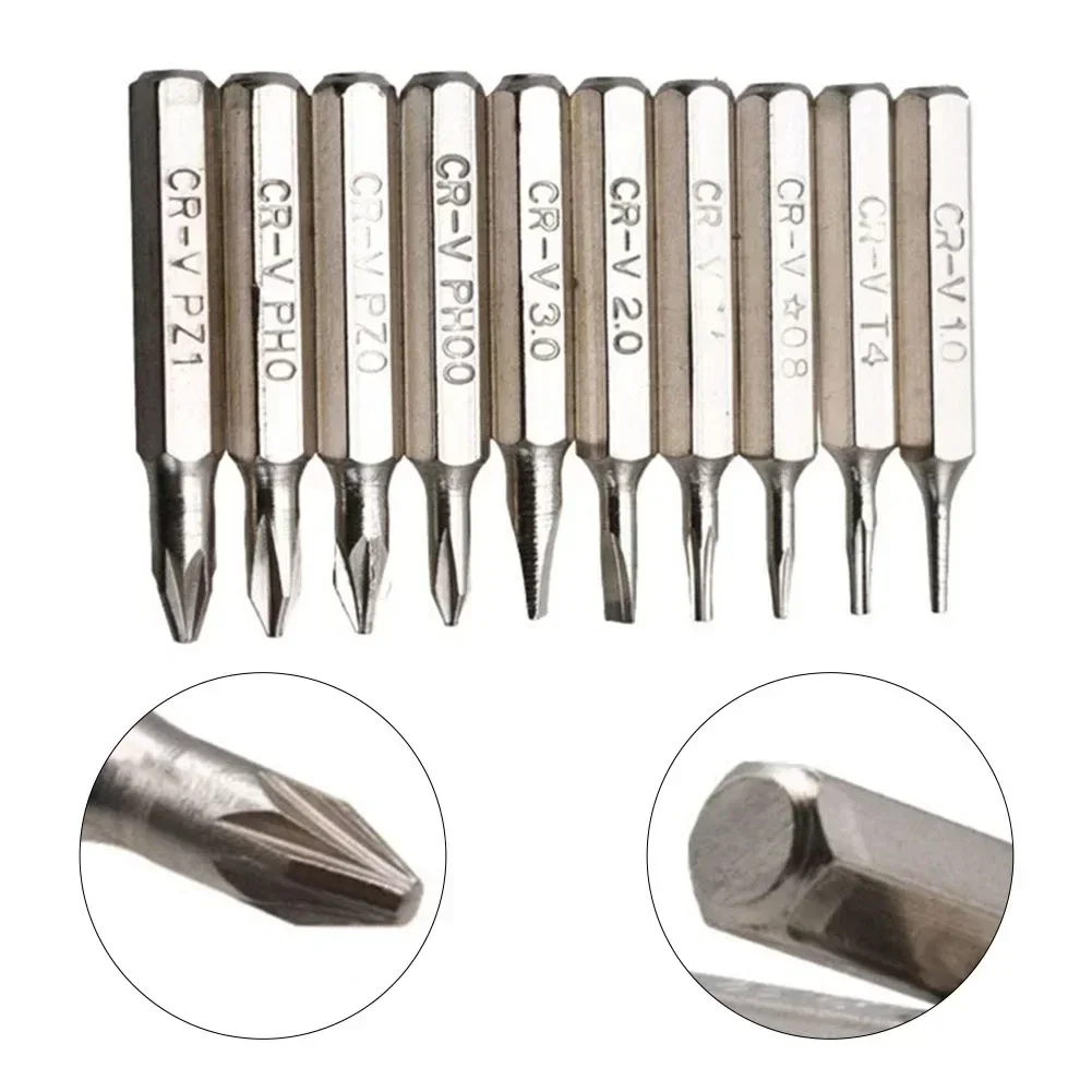 10pcs Screwdriver Bits 4mm Shank 28mm Torx Slotted Cross Head PH00/PH0/PZ1/PZ0/SL3/SL2/SL1/T5/T4 Driver Bit Manual Tool Parts