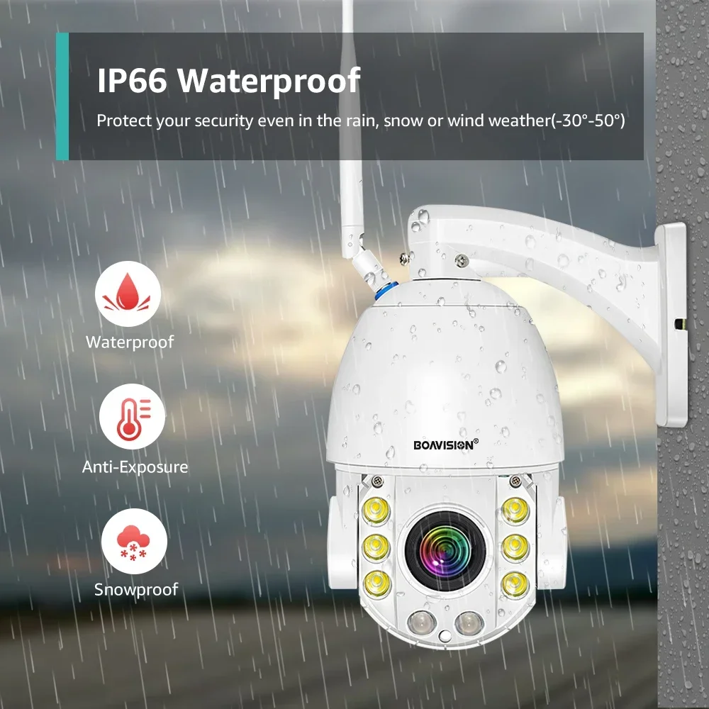 

BOAVISION 4K 8MP 5MP Metal Strong WIFI POE 4G Security Camera 30X ZOOM 120M IR Audio PTZ Motion Detection Surveillance Camera