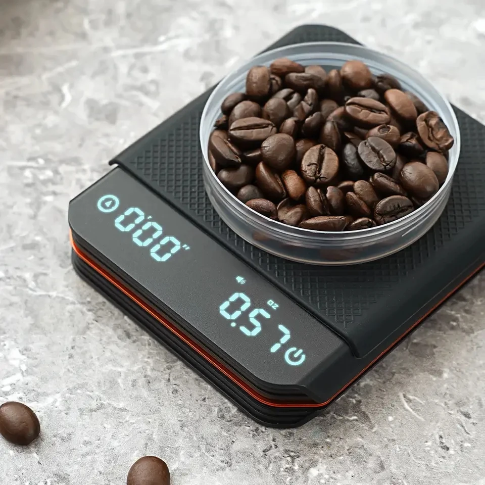 Mini Portable Digital Coffee Scale 2kg 1g Rechargeable High Precision LED Kitchen Scale Timer for Hand Pour over Coffee