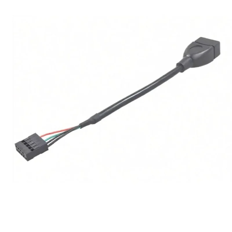 0.1m USB 2.0 Female to Motherboard 9 Pin Header Adapter Cable USB Type A Port to Dupont 5 Pin Female Mainboard Data Cable Cord