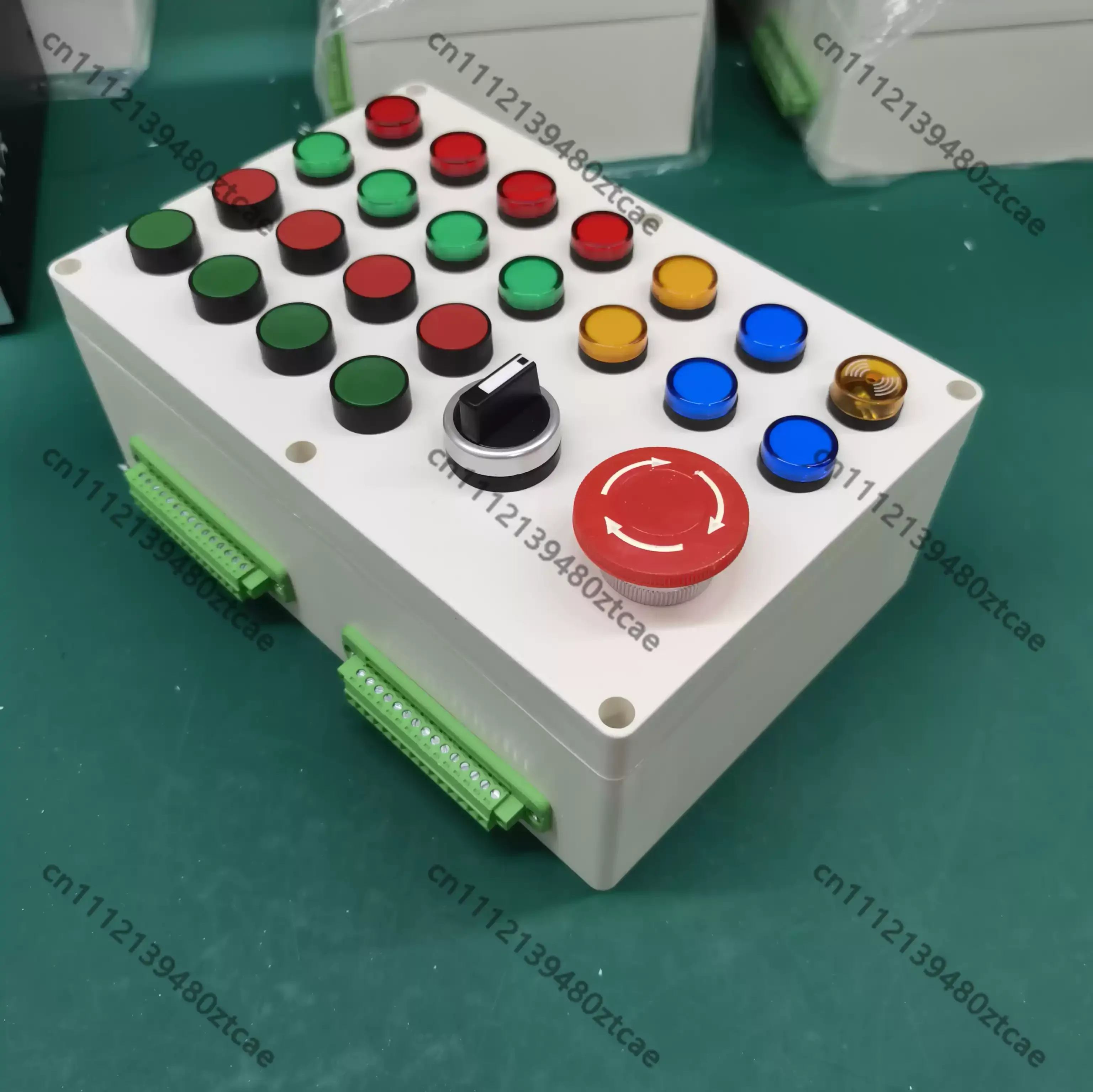 24 Holes PLC Debug Push Button Box with 30 Wiring Terminals,  Learning Box for Electrician Practical Training Operation