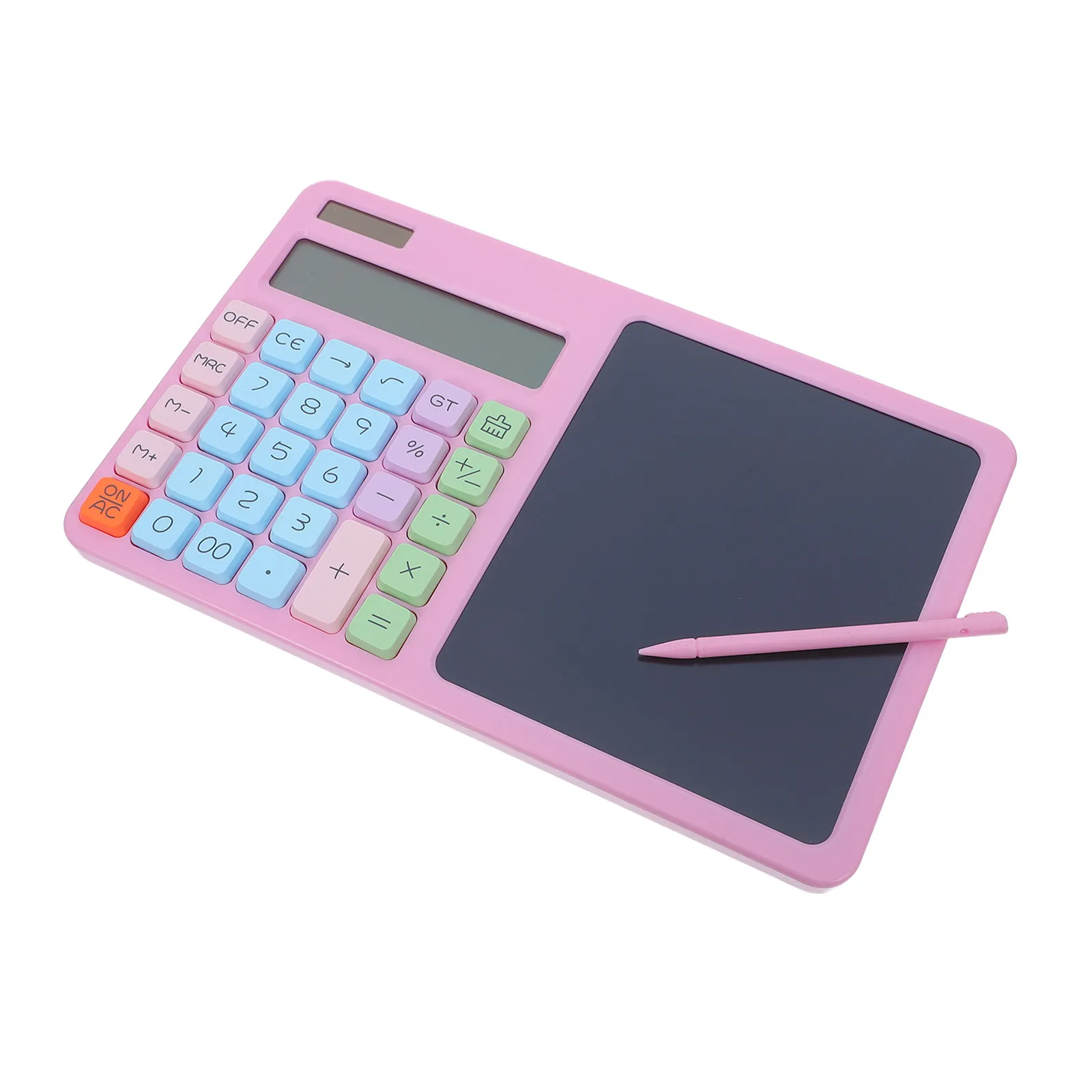 Calculator with Writing Tablet 12 Digit Solar Dual Power Silent Keys Erasable LCD Notepad for Students Teachers Office Home