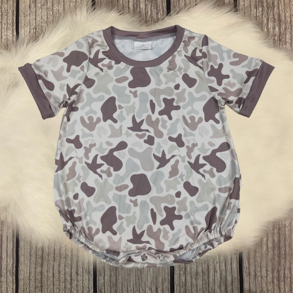 

Kids Newborn Short Sleeves Bubble Playsuit One-piece Coverall Bodysuit Cozy Baby Boy Toddler Ducks Camo Romper Jumpsuit Clothing