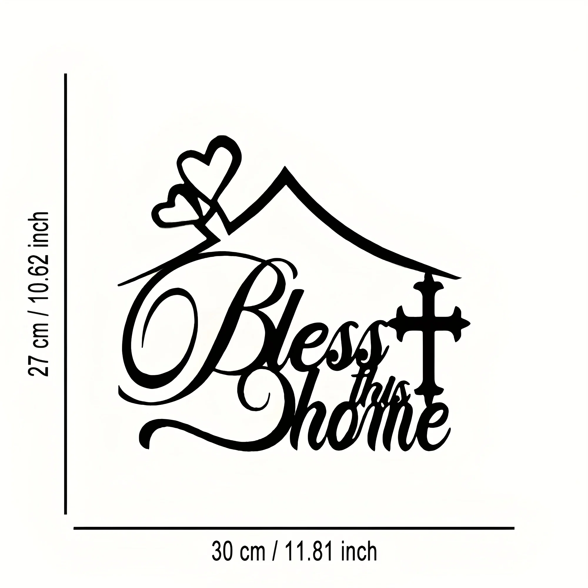 House Cross Metal Wall Sign, Precision Crafted Elegant Iron Silhouette Mural, Farmhouse Country‑Themed Wall Sculpture