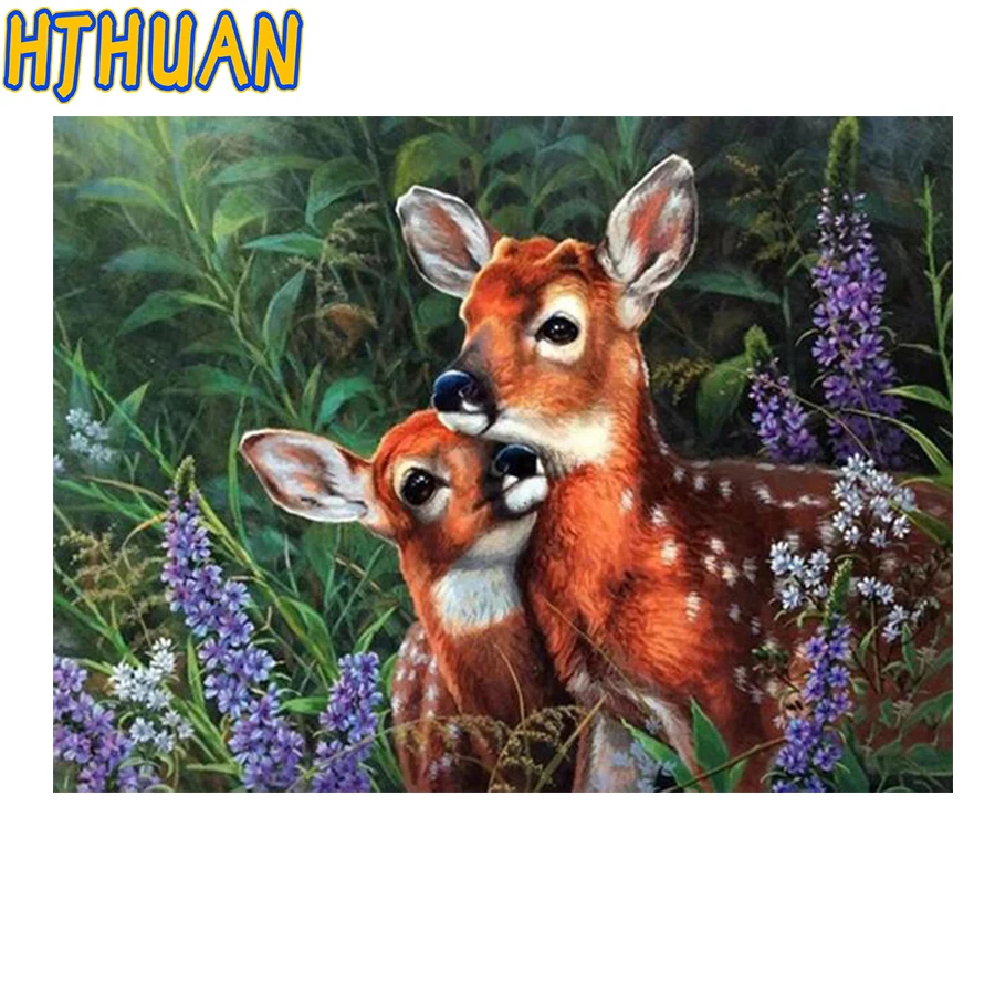 

New hot sale 5d diy diamond embroidery animal deer landscape mural art full square round drill diamond painting home decoration