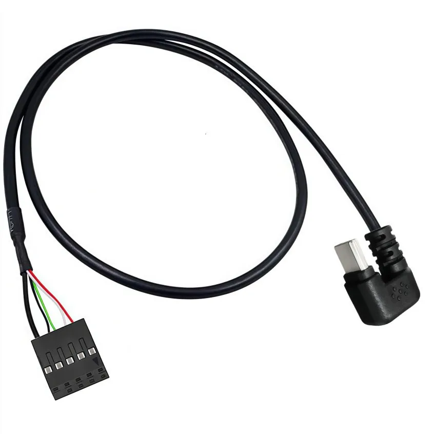 9Pin USB2.0 Header To Straight Right Angle U Type Type-C Male Cable 50cm For Desktop PC Case Front Panel USB Upgrade
